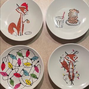 Kate Spade New York 4-PC SET Festive Foxes Melamine 6” Tidbit